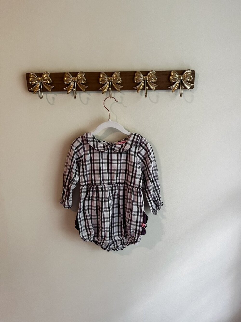 Ruffle Butts 2T Plaid Long Sleeve Baby Romper with Ruffles